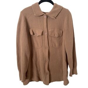 all :‎ row Button Front Camel Tan Shacket Cardigan Sweater Jacket